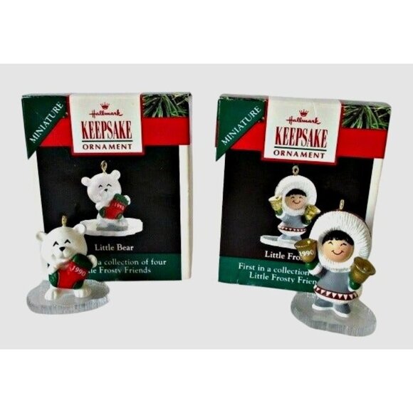 Hallmark Keepsake Ornament 1990 Little Frosty Friends Miniature Set - Picture 1 of 3